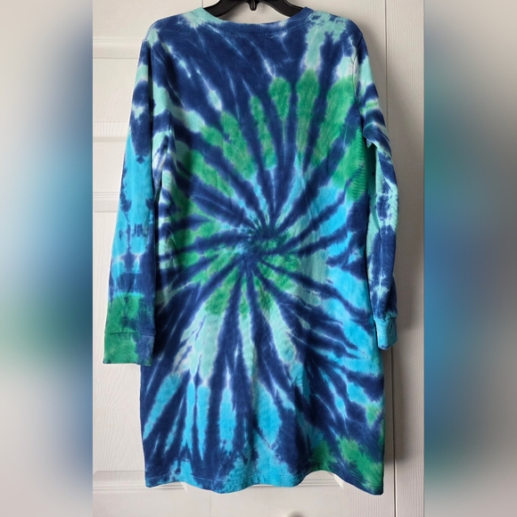 Tommy Hilfiger Blue & Green Spiral Tie-Dye Long Sleeve Dress - Picture 7 of 12